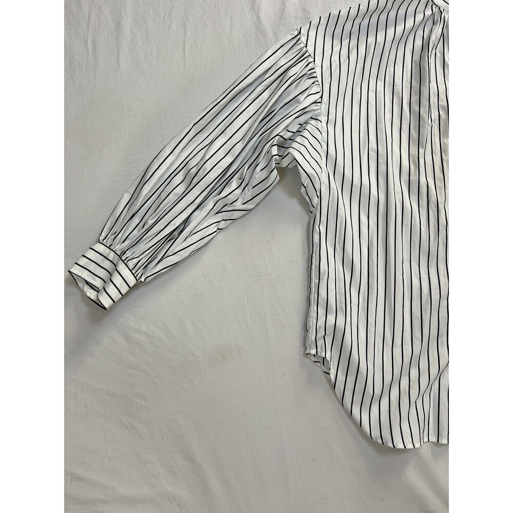 Ralph Lauren Black Label Collarless Tunic Striped Blouse Puffy Sleeves | Size 10 - Picture 5 of 15